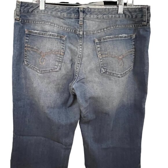 American Rag Blue Denim Distressed Bootcut Jeans Plus 13S Medium Wash Stretch - Picture 4 of 9